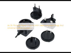Adapter điện di động AC Dc với cắm có thể thay thế và đầu nối quang phổ biến